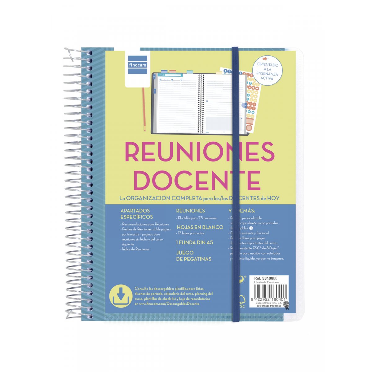 Finocam Libreta De Reuniones Docente 1/4 Espiral T/Polipropileno Español