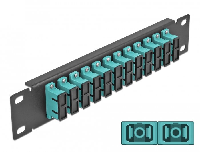 Delock 10" Patch Panel De Fibra Óptica 12 Puertos Sc Duplex Aqua 1 U Negro