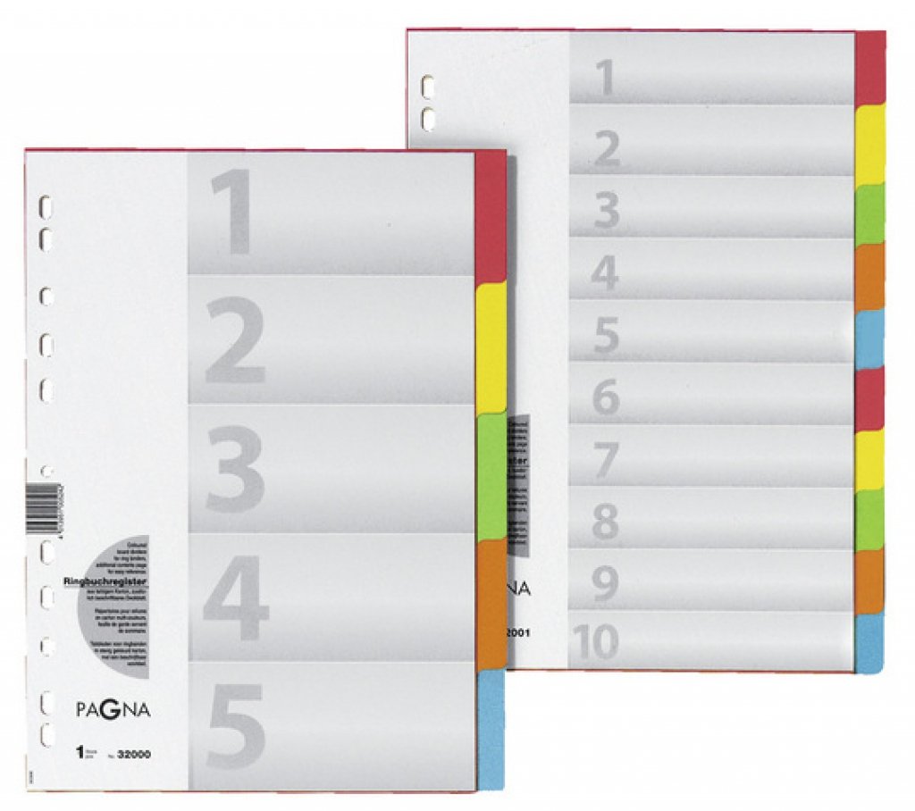 EAN 4013951007338 - Pagna 32006-20 lengüeta de índice Separador numérico con pestaña Cartón Multicolor imagen 1