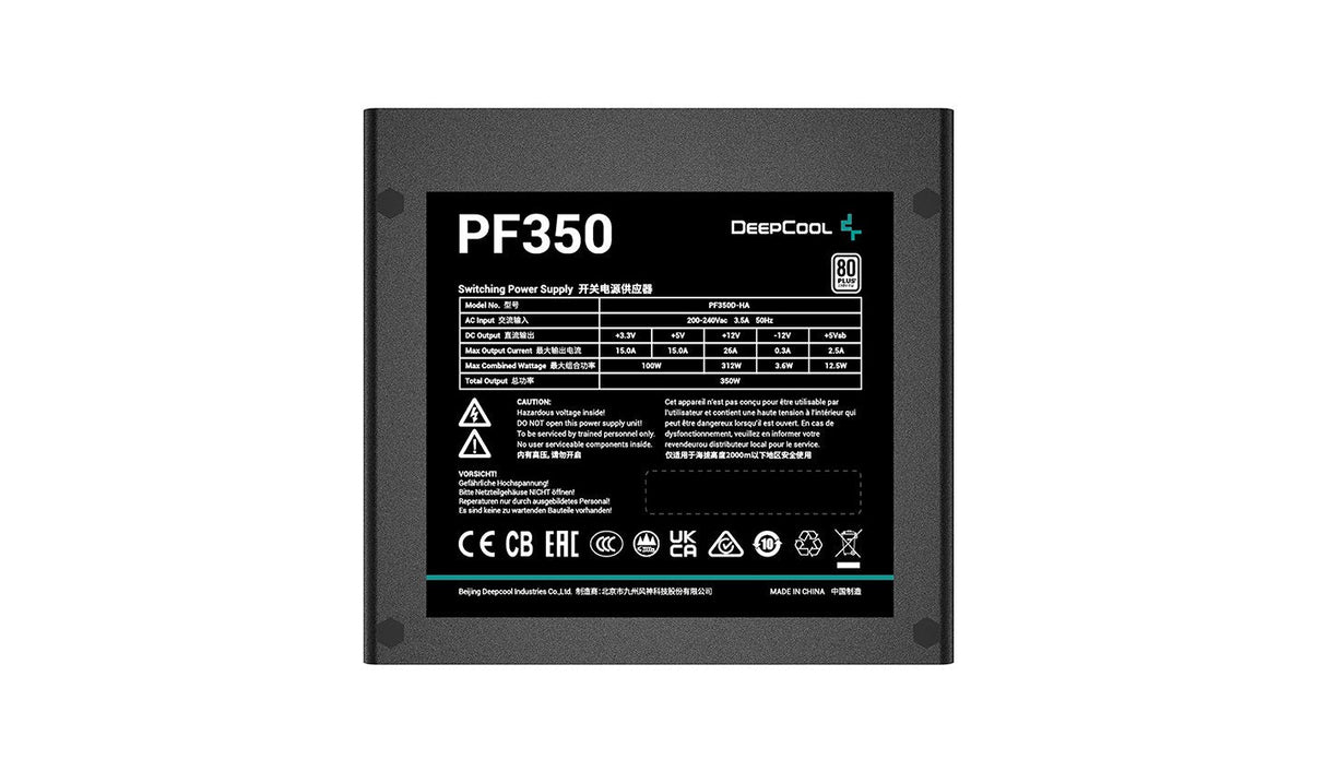 Fuente De Alimentacion Deepcool Pf350 350w 80 Plus Atx12v V2.4, Negro