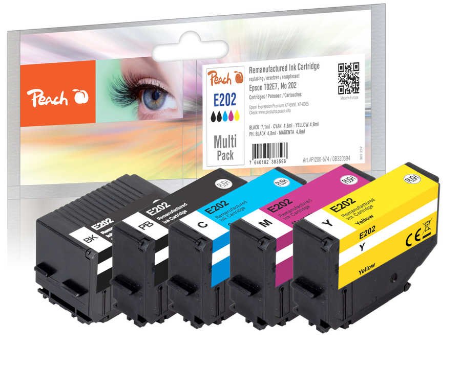 Tinta Compatible Peach Epson Nr.202, Pea, Multi-Pack, T02e7, Rem, Fw