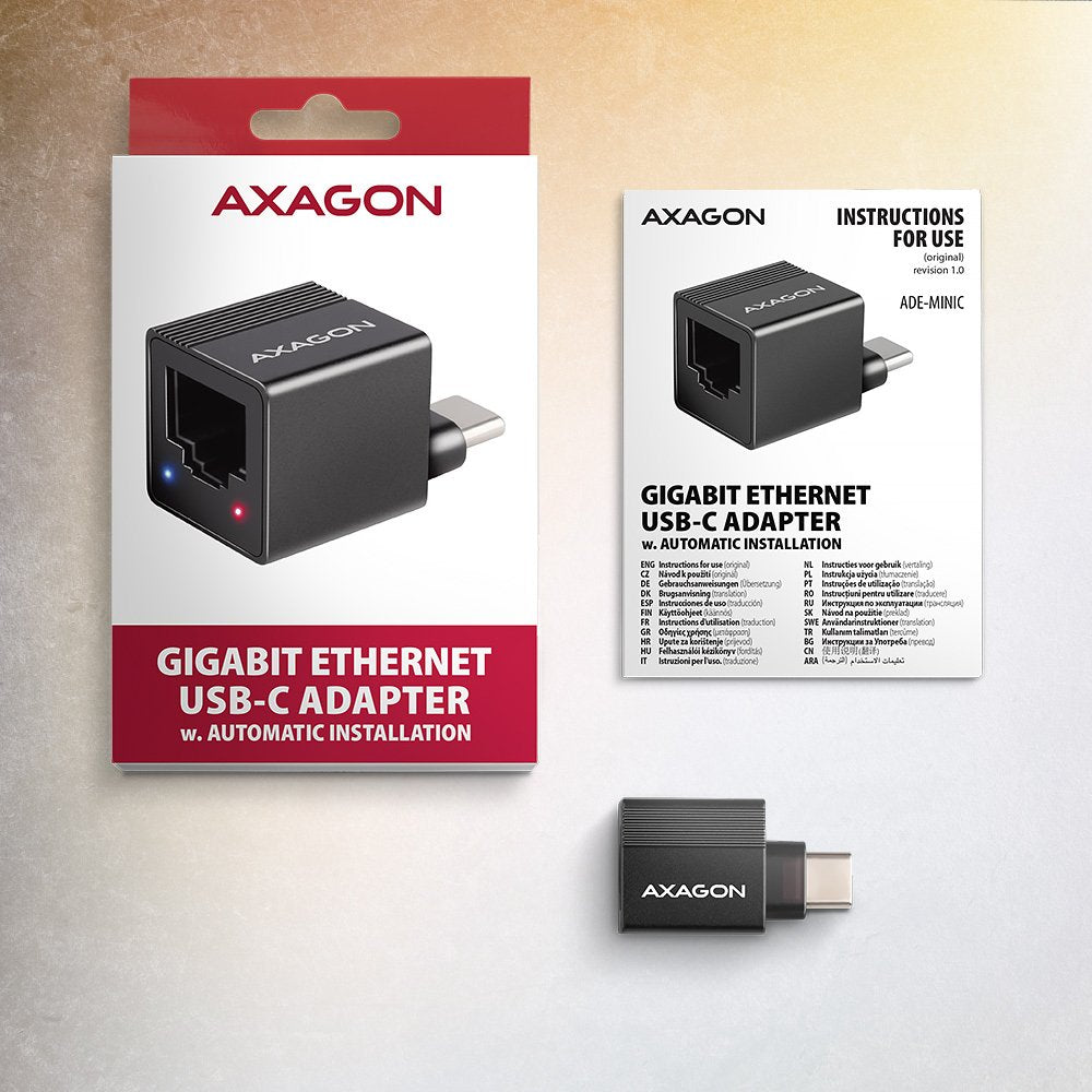 Axagon Ade-Minic Usb-C 3.2 Gen 1 Gigabit Ethernet Mini Adaptador - Negro