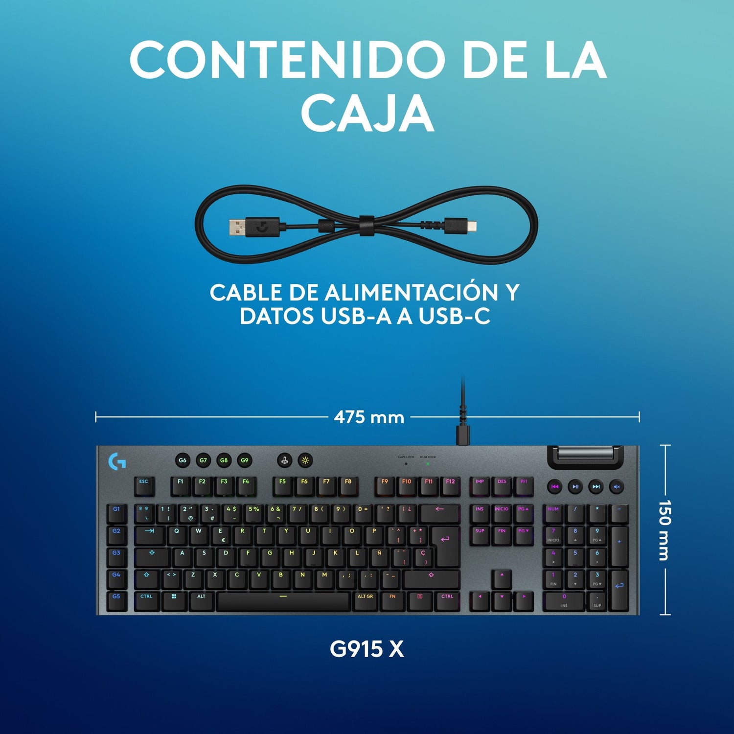 EAN 5099206124639 - Logitech G G915 X teclado Juego USB QWERTY Español Negro imagen 8