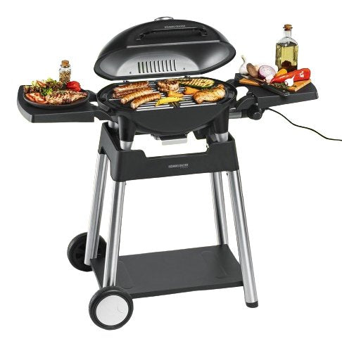 Parrilla Eléctrica Rommelsbacher Bbq 4100/S, Con Carrito Para Parrilla (Negro, 2.200 Vatios)