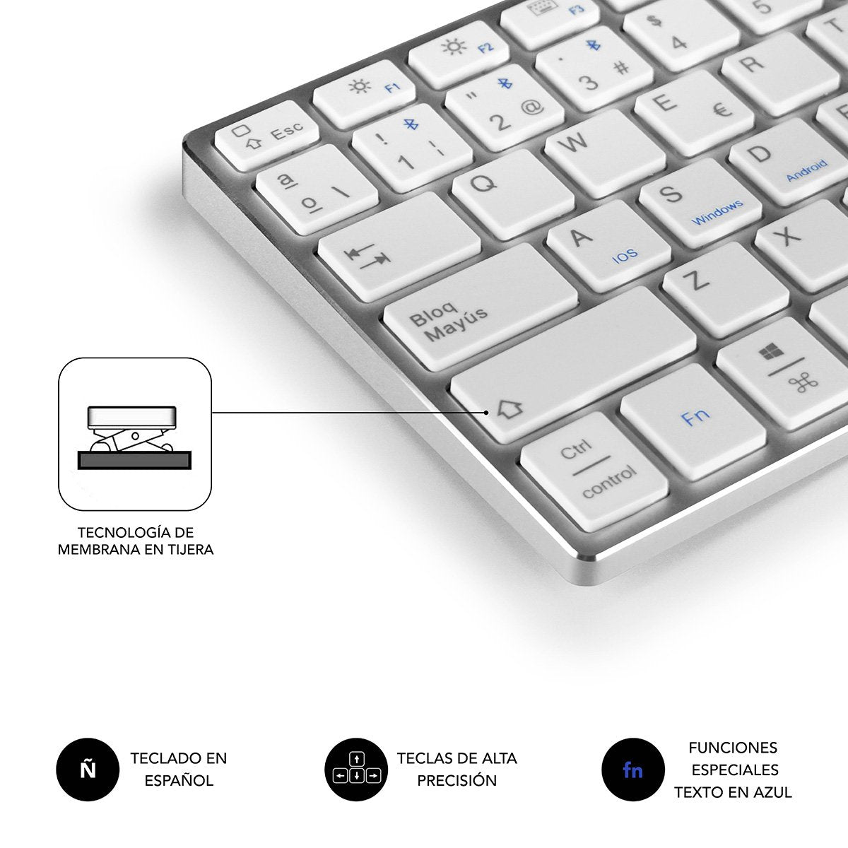 Subblim Advance Compact Silver Teclado Bluetooth