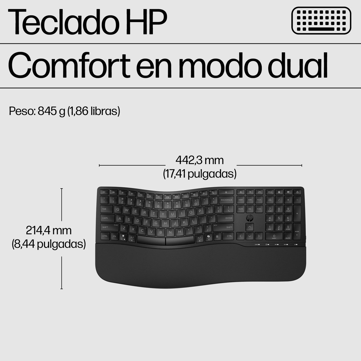 EAN 0198122954674 - HP 685 Comfort Dual-Mode Keyboard and Mouse Combo teclado Ratón incluido Oficina RF Wireless + Bluetooth imagen 2