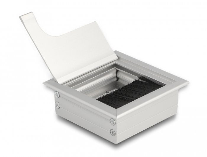 Delock 66860 Pasacables Para Montaje En Mesa Con Cepillo 80 X 80 X 28 Mm Plata