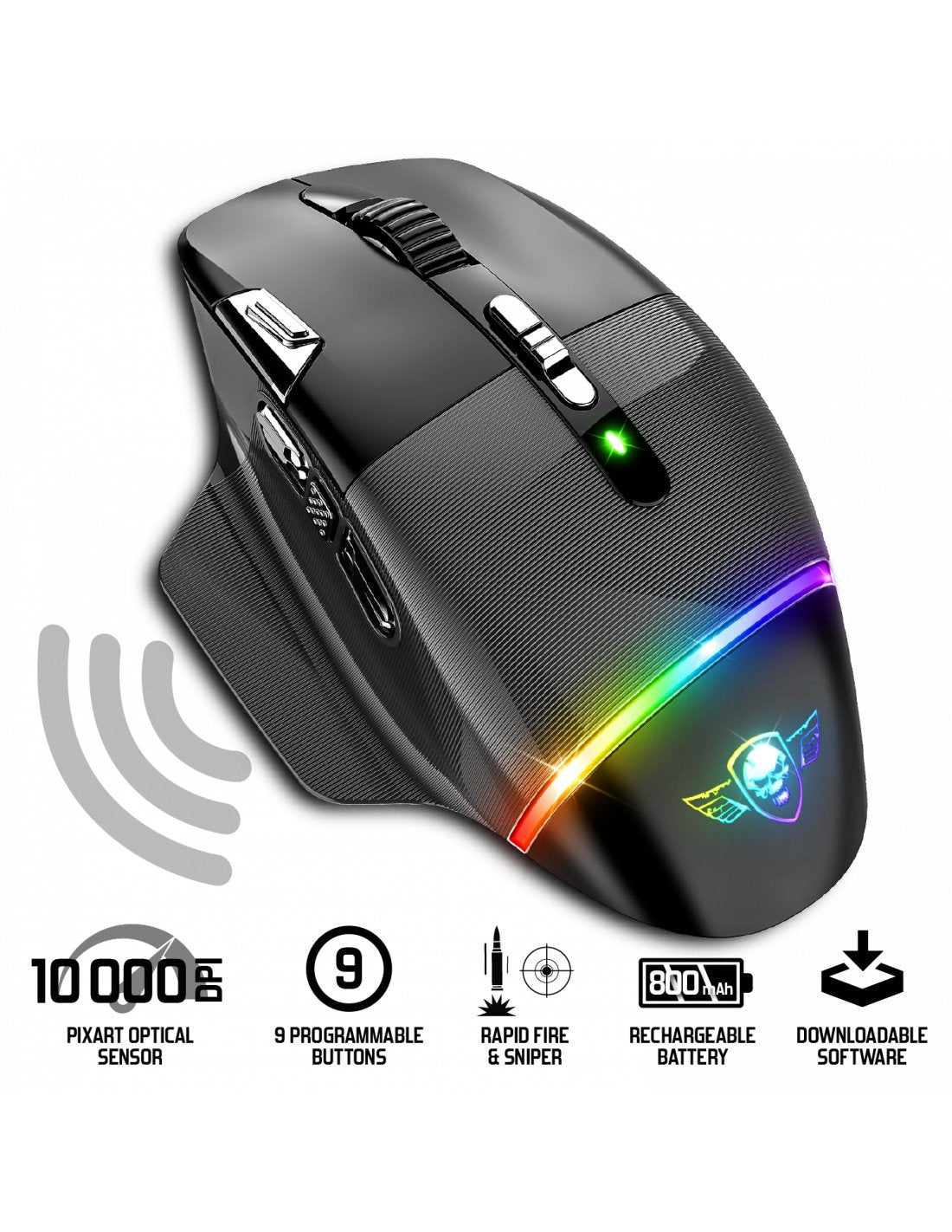 Ratón Gaming Inalámbrico Spirit Of Gamer Xpert M800 Batería Recargable Hasta 10000 Dpi