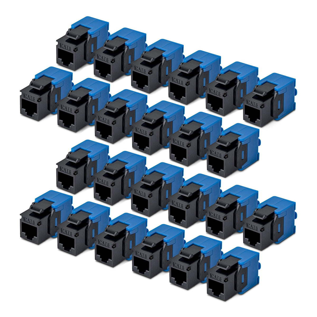 Startech.Com Cat6 Keystone Jack Módulo, Pack De 24 Rj45 Ethernet Keystone Conector Hembra, Utp Cat6 Wandbuchse, 180 Grad, Sin Herramientas, Negro, Plano, Negro, Azul, Rj-45, Conector Hembra, Conector Hembra, 10gbase-T