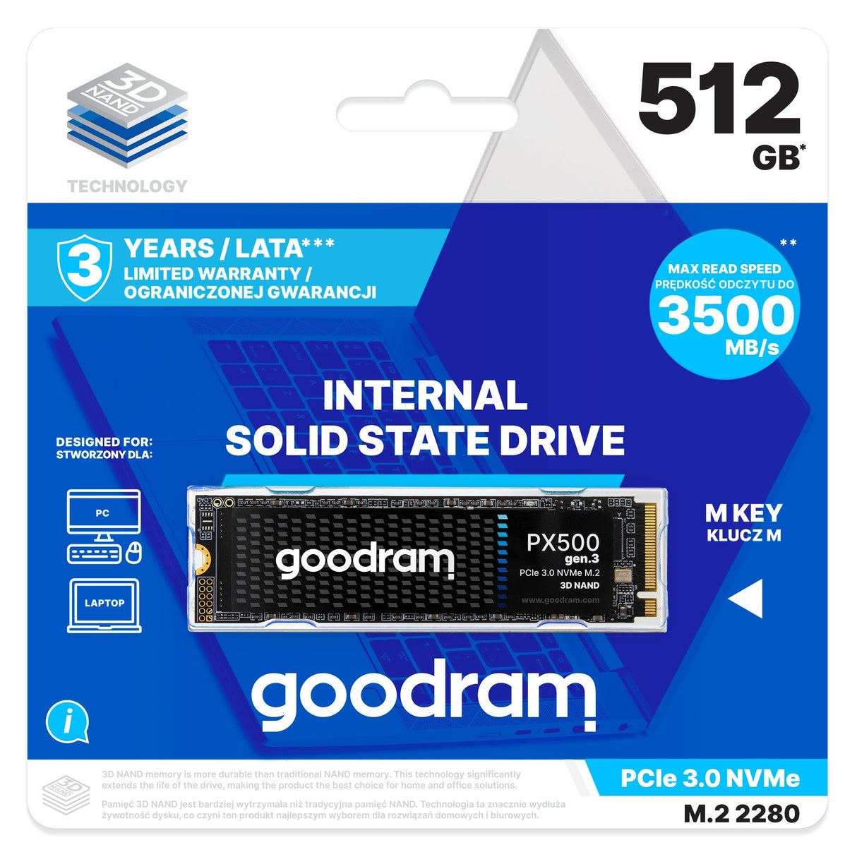 EAN 5908267966259 - Goodram PX500 GEN.3 SSDPR-PX500-512-80-G3 unidad de estado sólido 512 GB M.2 PCI Express 3.0 NVMe 3D NAND imagen 2