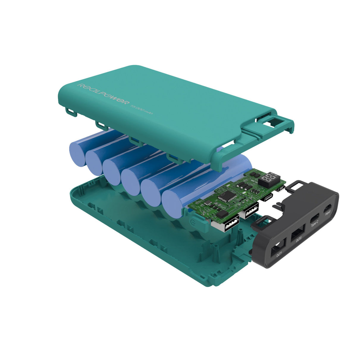 EAN 4040895004314 - RealPower PB-15000C 15000 mAh Negro, Verde imagen 5