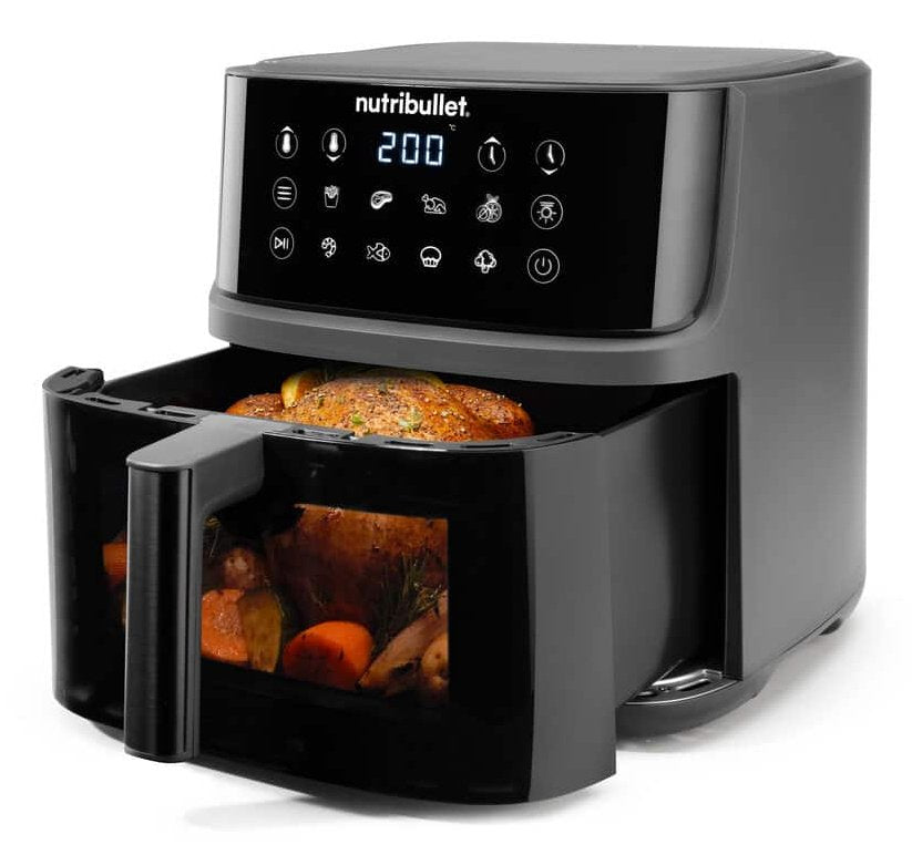 Freidora Nutribullet Air Visión De Crisplita Negro/Plata, 2,000 Vatios, Canasta 8 Litros, Con Ventana De Visualización 0c12500004