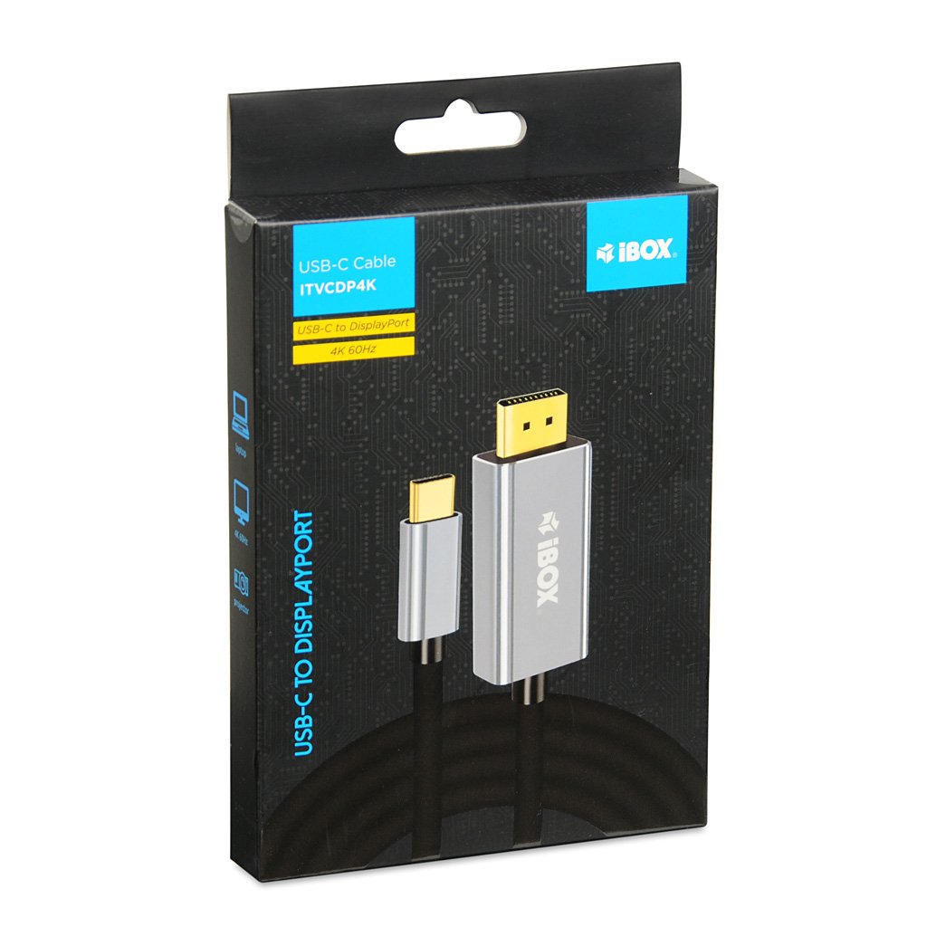 EAN 5903968680893 - iBox ITVCDP4K adaptador de cable de vídeo 1,8 m USB Tipo C DisplayPort Negro imagen 4