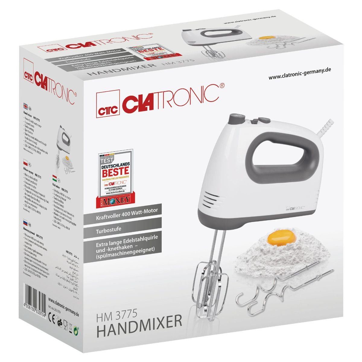 EAN 4006160639704 - Clatronic HM 3775 Batidora de mano 400 W Gris, Blanco imagen 7