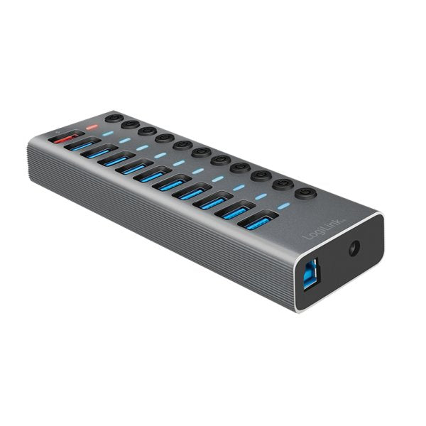 Hub Logilink Usb 3.2 10+1 Port Aluminum Grey Switch For Each Port, On/Off