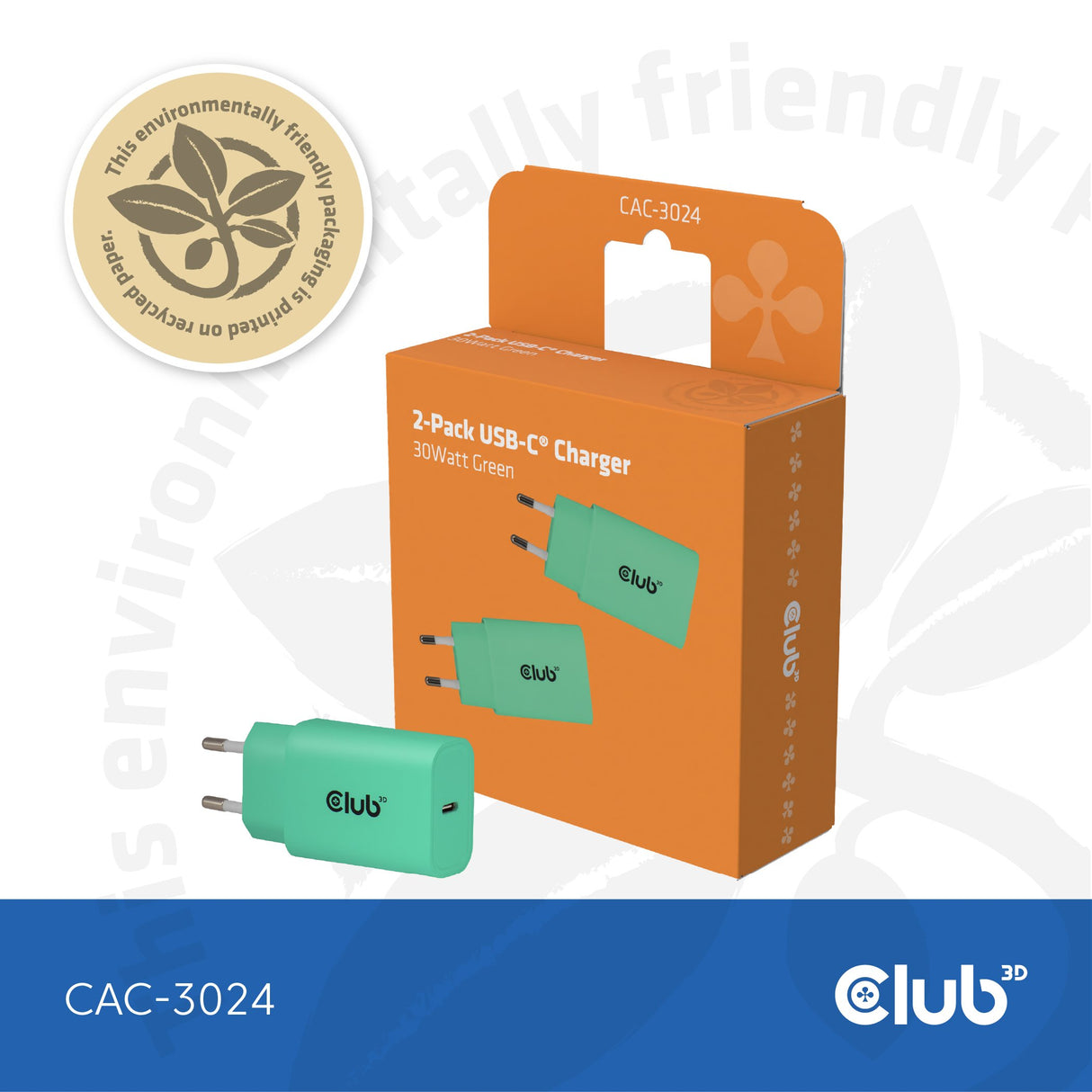 EAN 8719214473433 - CLUB3D CAC-3024 cargador de dispositivo móvil Smartphone, Universal Verde Corriente alterna Carga rápida imagen 10