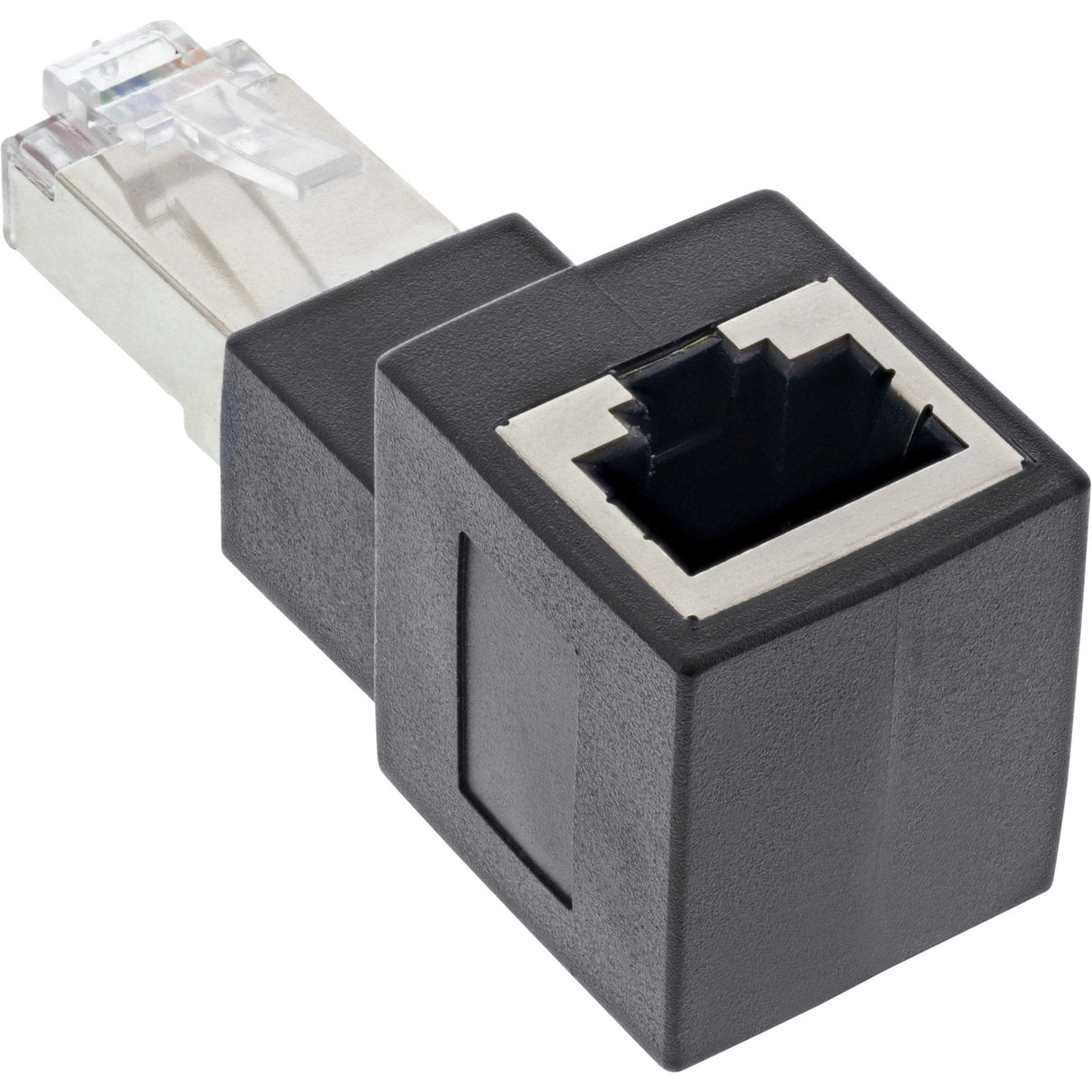Adaptador De Cable De Red Inline Cat.6a, Enchufe/Toma Rj45, Acodado 90° Hacia Arriba