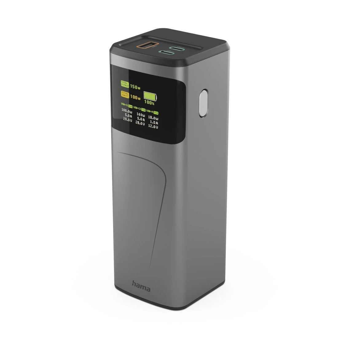 Hama High Power Bateria Externa Powerbank 24000mah - Potencia 150w - Usb-C - Usb-A - Power Delivery - Pantalla Tft -