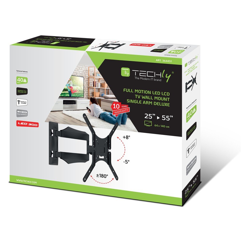 Techly Ica-Plb 271m Soporte De Pared Para Tv 25-52" Led/Lcd 40kg Giratorio Inclinable
