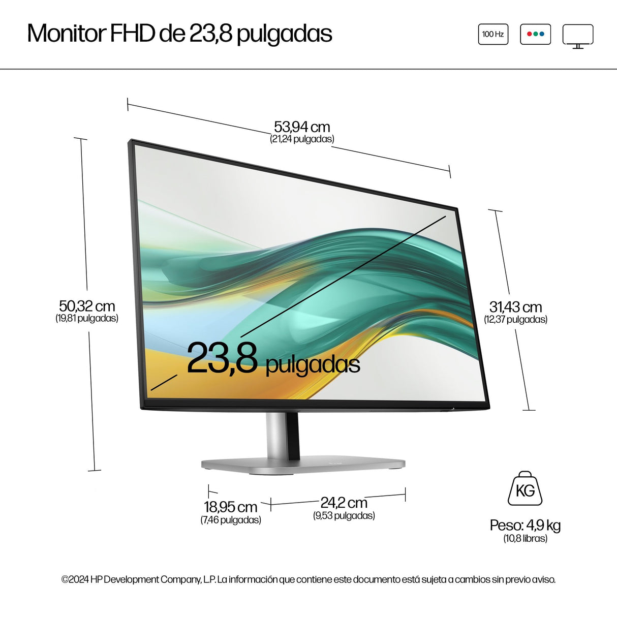 EAN 5715328014701 - HP Series 5 Pro 23.8 inch FHD No Stand Monitor - 524pf pantalla para PC 60,5 cm (23.8") 1920 x 1080 Pixel imagen 5