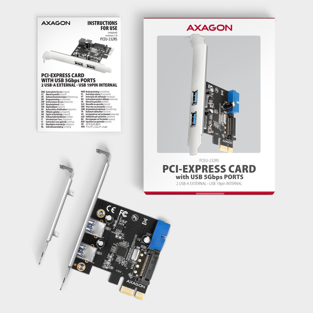 Pceu-232rs Kontroler Pcie 2+2x Port Usb 3.2 Gen 1, Uasp, Sp & Lp 15-Pin Sata Cargador