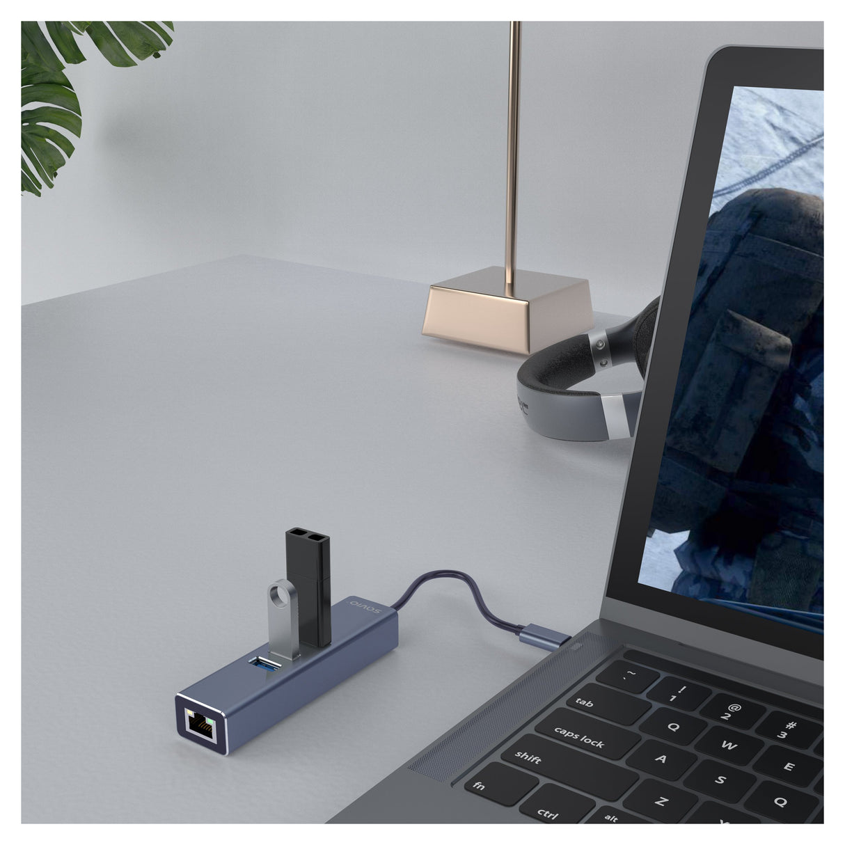 EAN 5901986047766 - Savio AK-57 USB-C - 3 x USB-A HUB with RJ-45 Gigabit Ethernet adapter 5000 Mbit/s grey 2 x USB 3.2 Gen 2 imagen 2