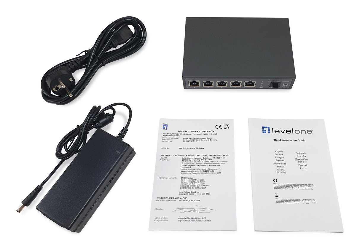 EAN 4015867238042 - LevelOne GEP-0625 switch No administrado 2.5G Ethernet (100/1000/2500) Energía sobre Ethernet (PoE) Negro imagen 6