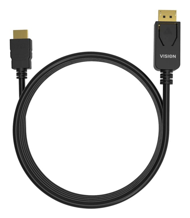 Cable Displayport A Hdmi De 2 M 8k A 60 Hz Versión Dp 1.4 Conectores Dorados Hdmi 2.1 Soporta Hotplug Dp (M) A Hdmi (M) Diámetro Exterior 6.0 Mm 30 Awg Negro