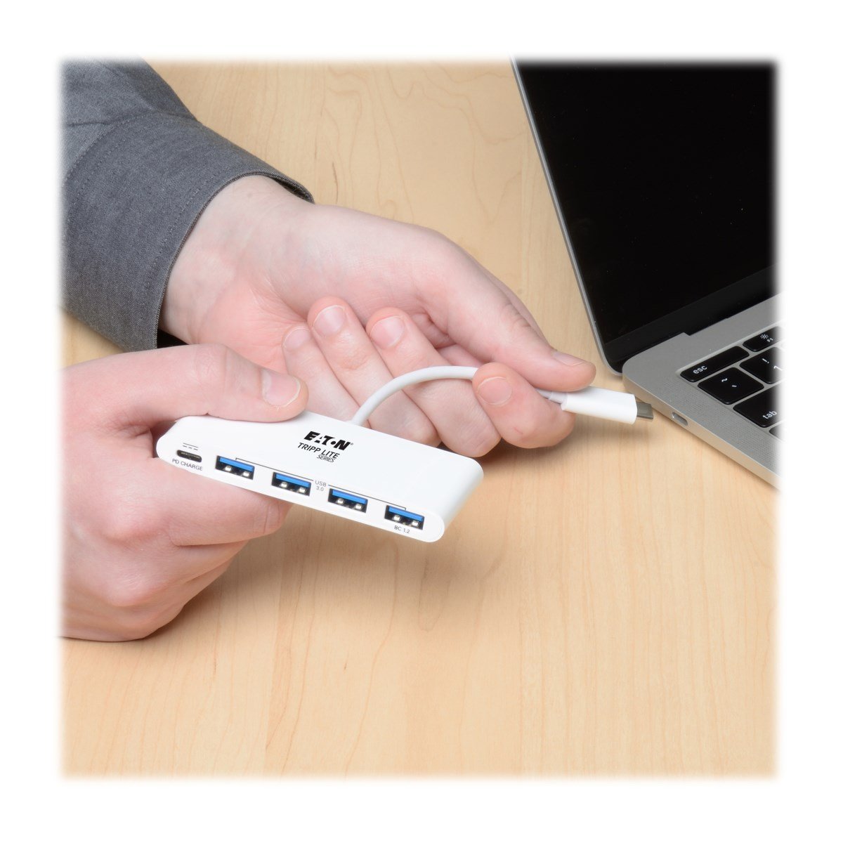 Eaton Tripp Lite 4-Port Usb-C Hub With Power Delivery Usb-C To 4x Usb-A Ports Usb 3.0 White