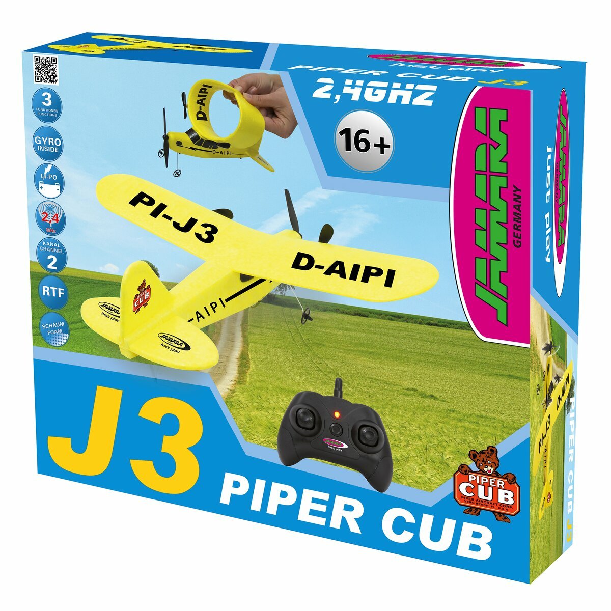 Jamara Piper J3-Cub Modelo Controlado Por Radio Avión Motor Eléctrico