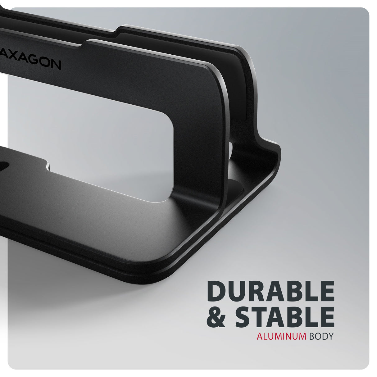 EAN 8595247909282 - Axagon STND-VB Vertikaler Laptop-Ständer, einstellbare Breite, Aluminium Soporte para ordenador portátil imagen 6