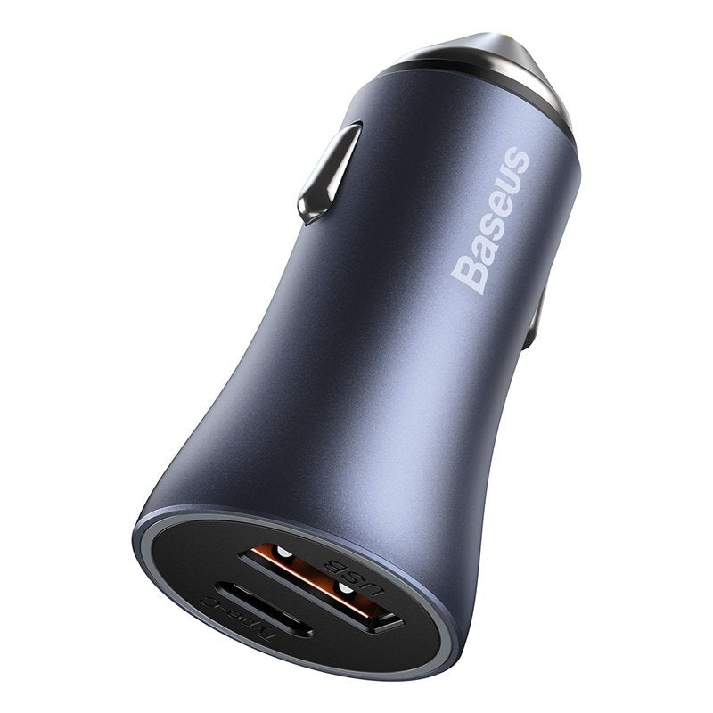 Baseus Car Charger Golden Contactor Pro Dual Quick Charger U+C Power Delivery 3.0 Quick Charge 4, Scp Fcp Afc 40w Dark Gray (Ccjd-0g)