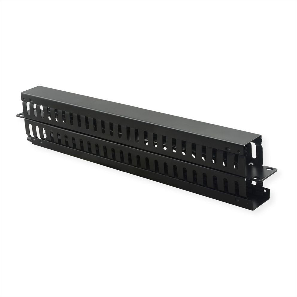 Value 19-Zoll-Frontplatte 1 He, Beidseitig Mit Cablekanal, Schwarz