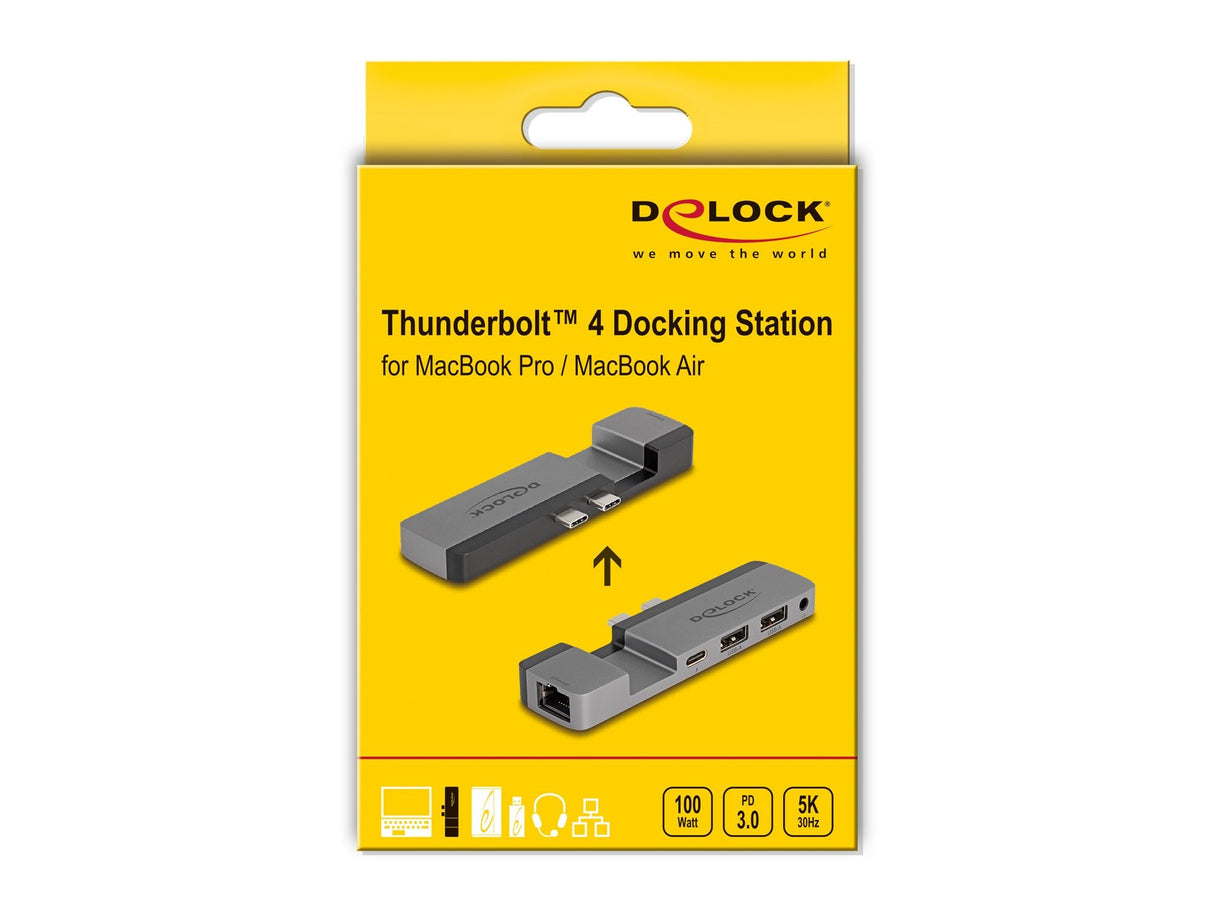 Delock 87757 Dockingstation Para Macbook Pro / Macbook Air Thunderbolt 4 Con Resolución 5k / Pd De 100 W / Hub De 10 Gbps / Lan / Audio