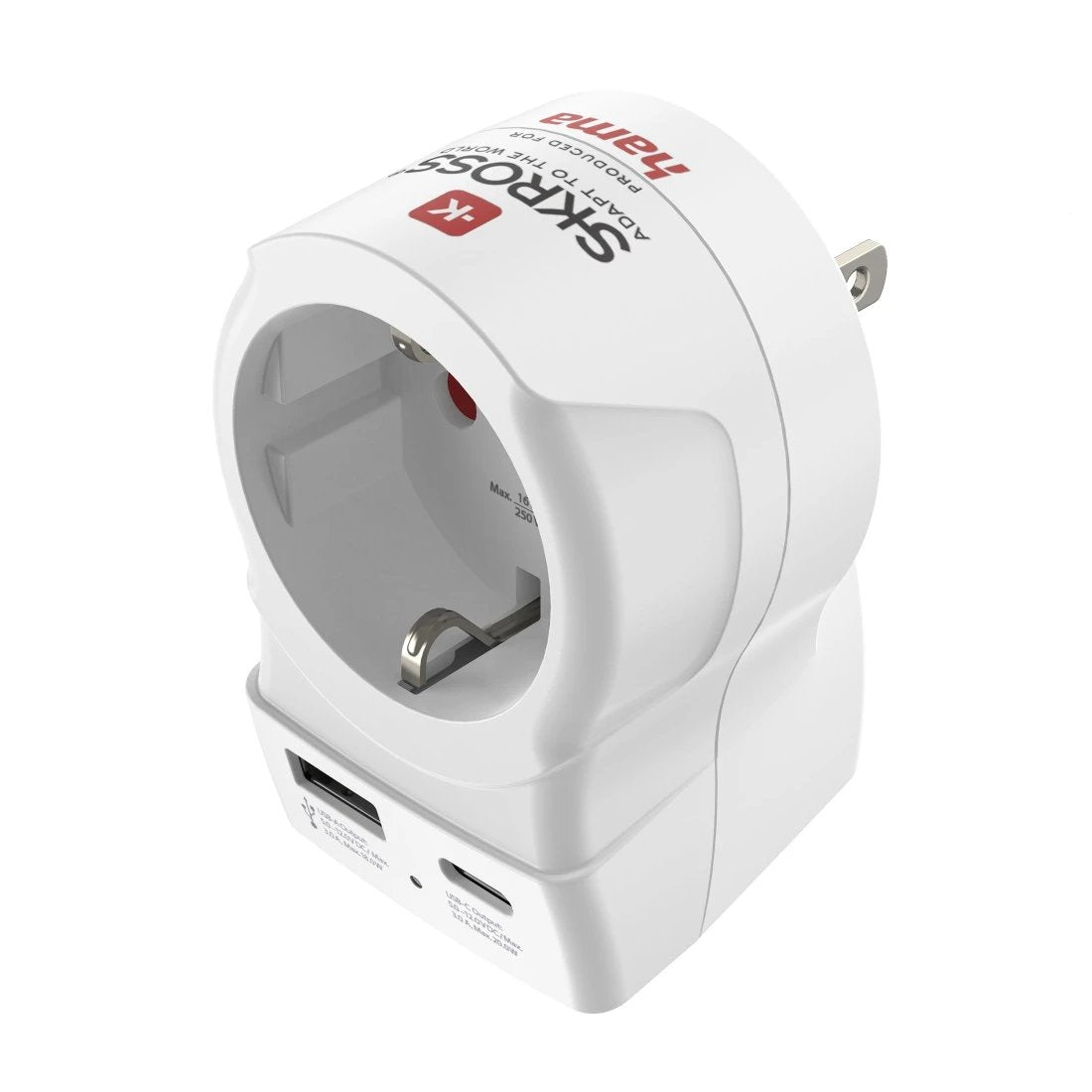 Hama Reiseadapter, Eu To Us , Usb-C (Pd), 20 W