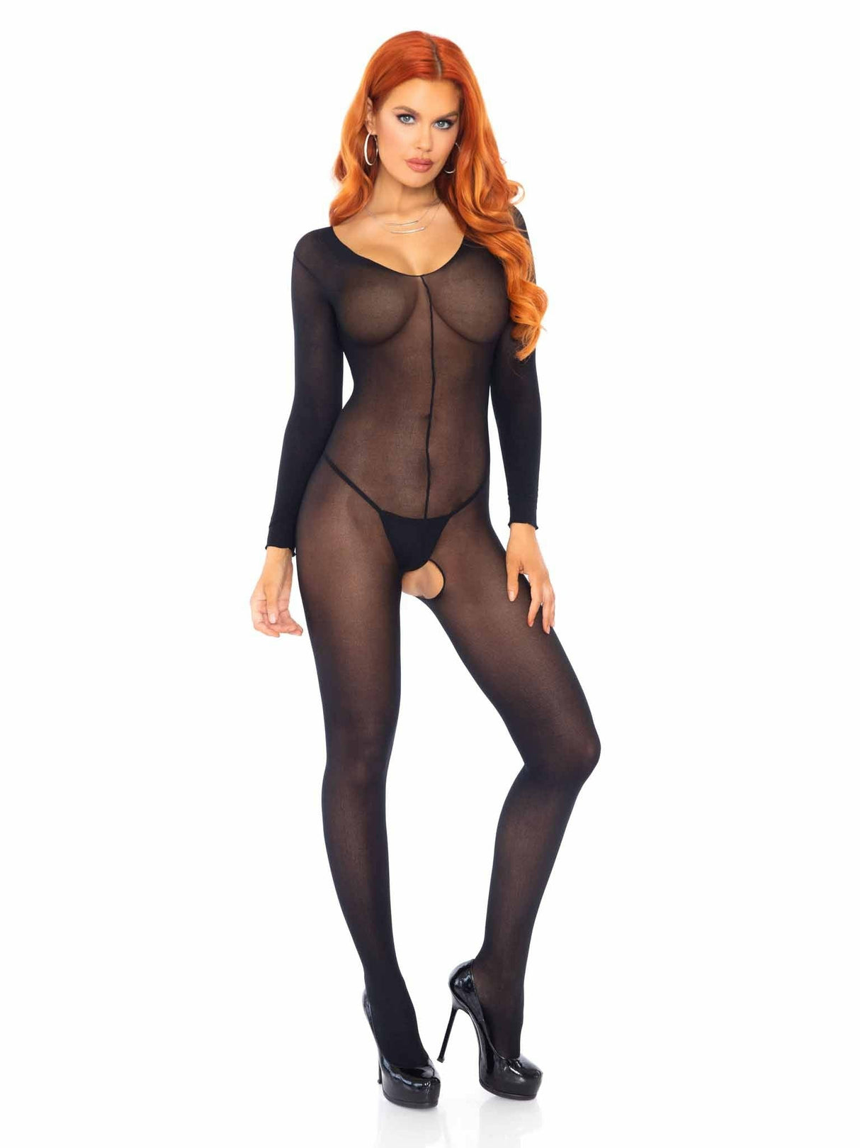 Leg Avenue - Bodystocking Negro Manga Larga
