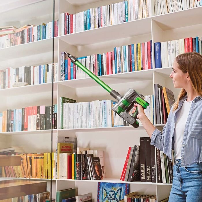 Aspirador Escoba Polti Pbeu0120 Forzaspira D-Power Sr500, Palillo, Recargable, Multiciclónico, Verde Gris