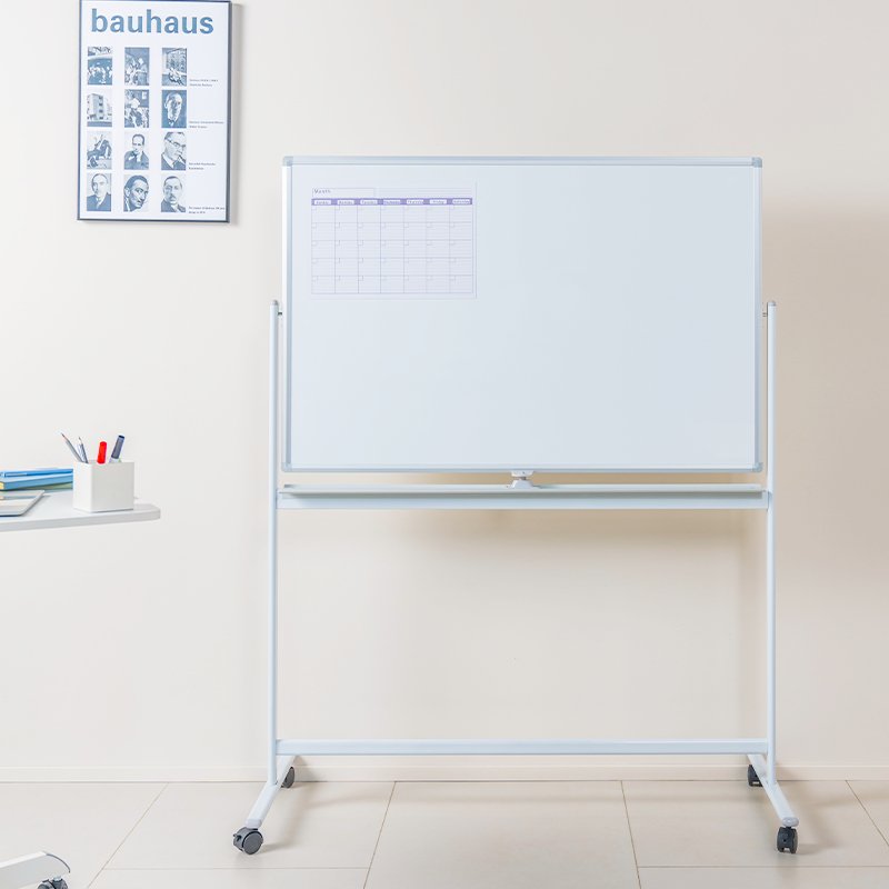 Dry Erase Whiteboard, Mobile, Double-Sided, Metal, 120x80cm