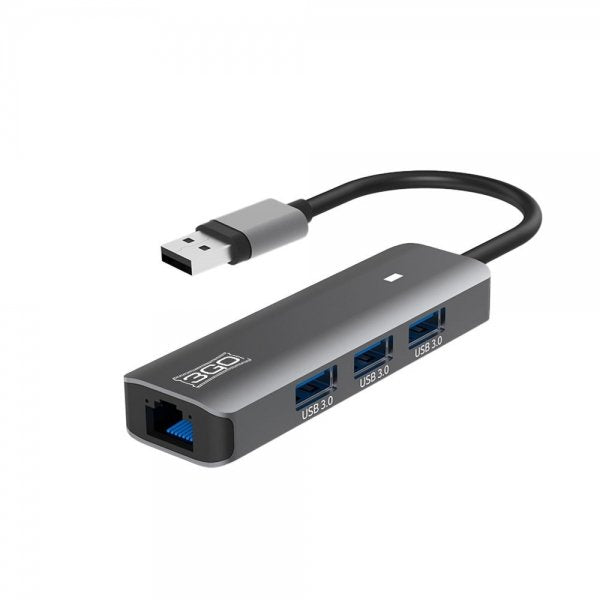 Hub Usb 3.0 3go Hub37peth2 3xusb 1xrj45 Gris
