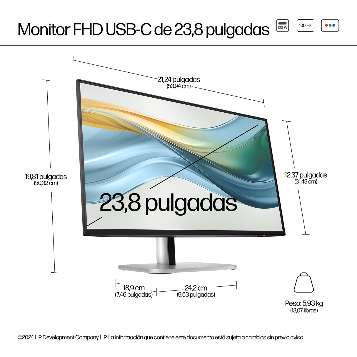 EAN 5715063749326 - HP Series 5 Pro 23.8 inch FHD USB-C Monitor - 524pu pantalla para PC 60,5 cm (23.8") 1920 x 1080 Pixeles imagen 4