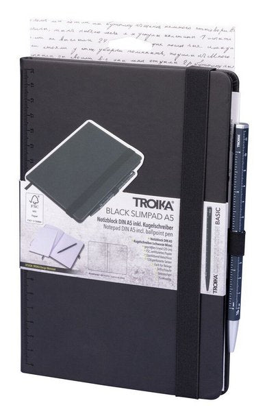Troika Bloc De Notas Black Slimpad A5 Dunkelblauer Stift