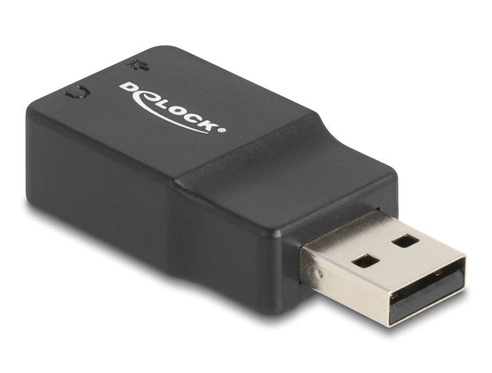 Delock 66634 Tarjeta De Sonido Usb Externa Con Adaptador De Audio Plug & Play Con Conector Estéreo De 2 X 3,5 Mm Para Pc, Portátil Y Mac Negro