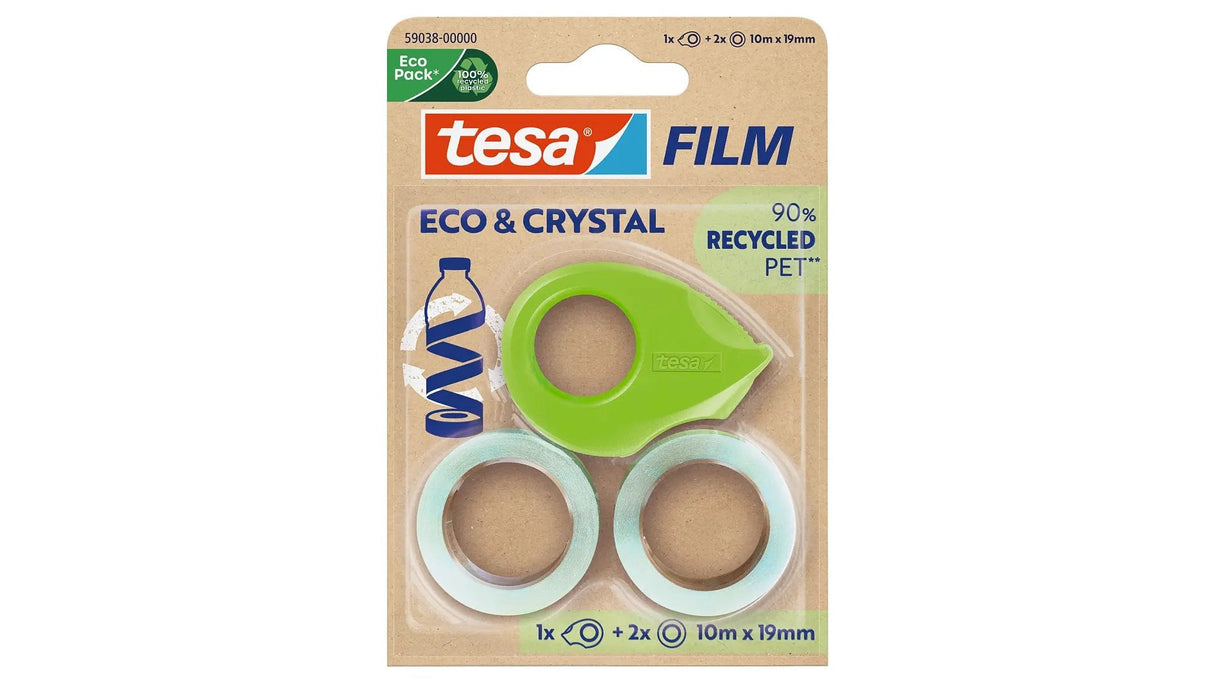 Tesa Eco & Crymal, 2 Rollos 10mx19mm, Con Dosificador