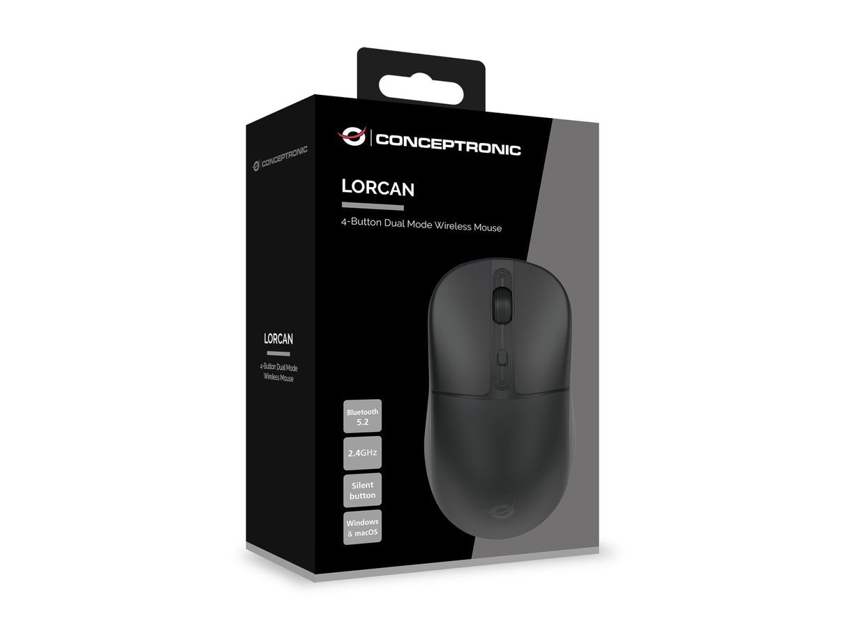 EAN 4015867226964 - Conceptronic LORCAN04B ratón Oficina Ambidextro RF Wireless + Bluetooth Óptico 1600 DPI imagen 8