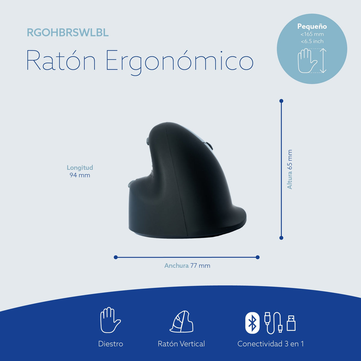 EAN 8719274491668 - R-Go Tools RGOHBRSWLBL ratón Oficina mano derecha Bluetooth Óptico 2400 DPI imagen 11