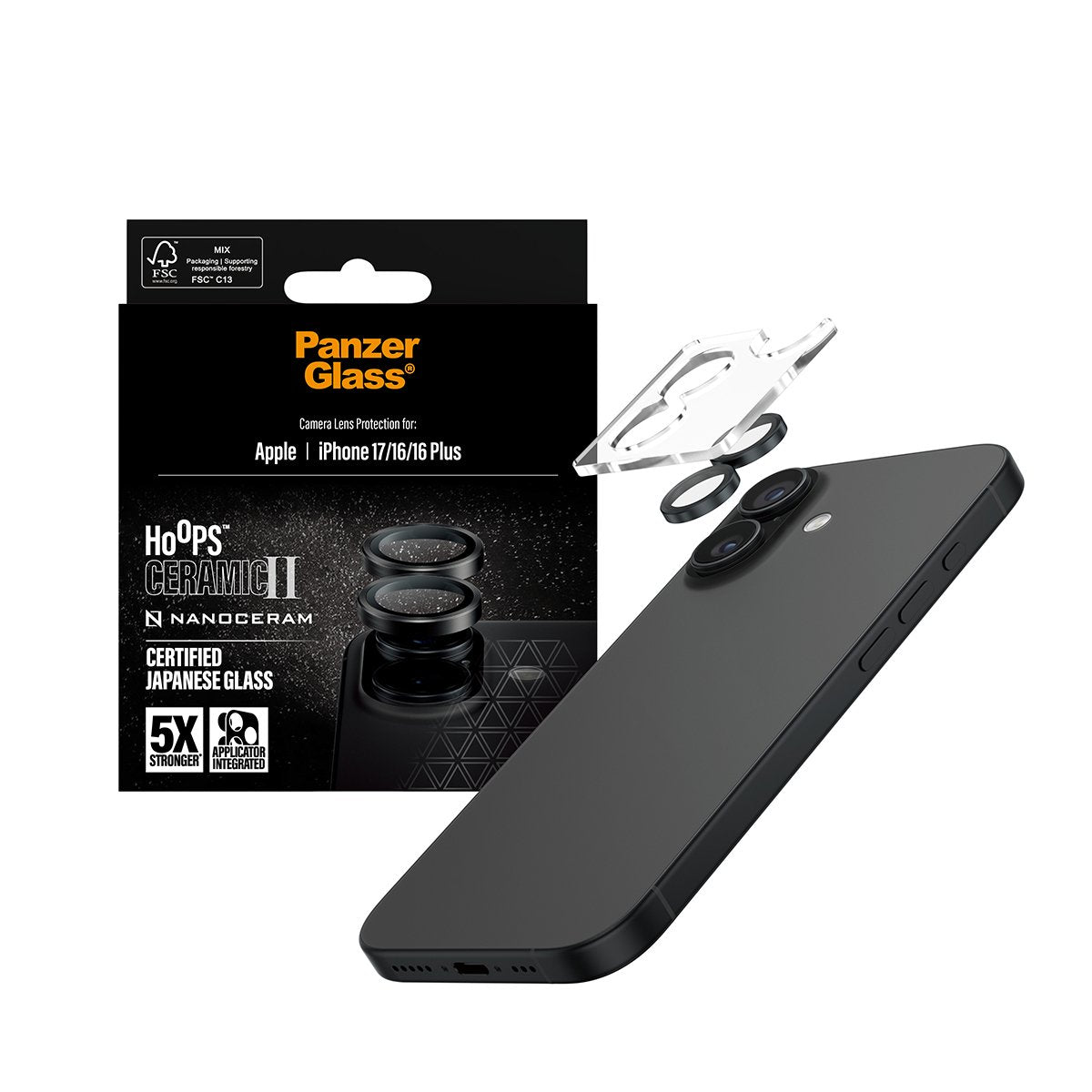 EAN 5715685027277 - PanzerGlass ® Hoops® Ceramic II Camera Lens Protector iPhone 17 | iPhone 16 | 16 Plus Protector de pantal imagen 5