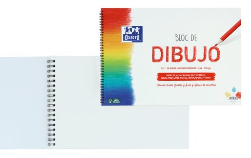Oxford Bloc Dibujo Escolar T/ Blanda Espiral 20h 130gr A3+ Liso Blanco