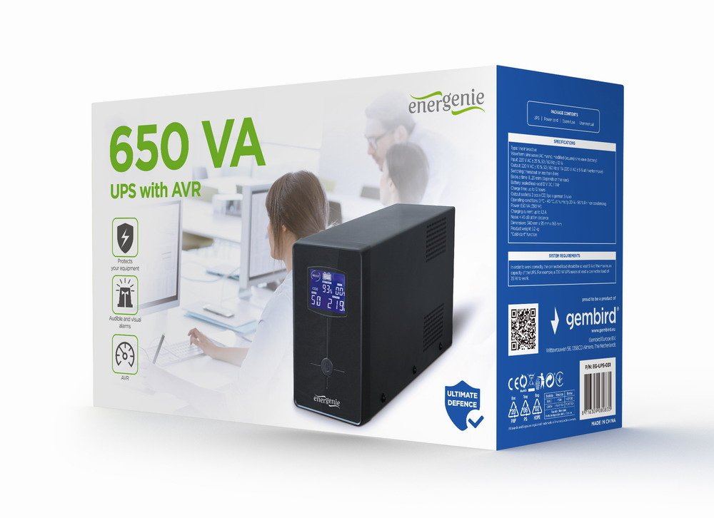 EAN 8716309080835 - Gembird EG-UPS-031 sistema de alimentación ininterrumpida (UPS) 0,65 kVA 390 W 3 salidas AC imagen 1
