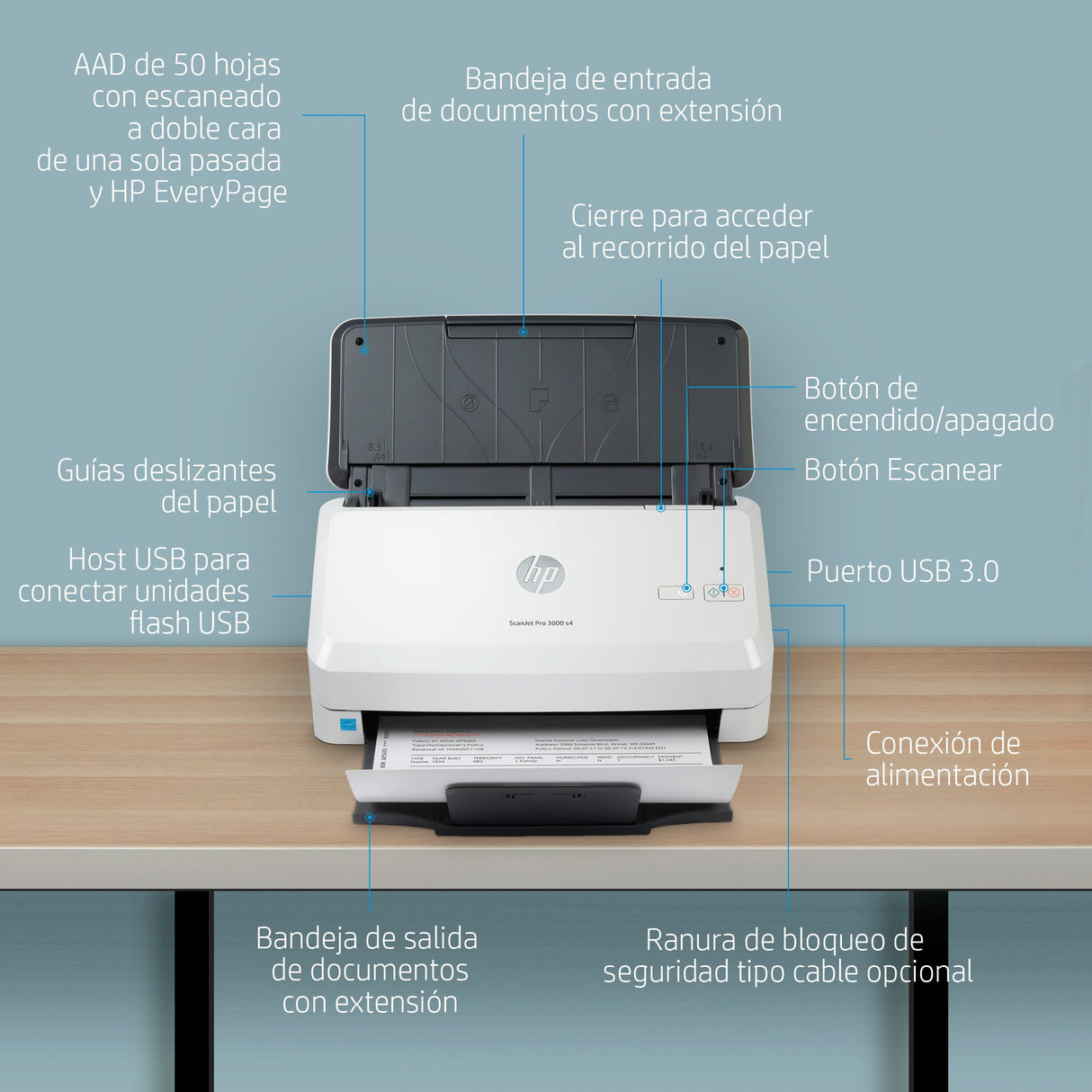 EAN 0193808948619 - HP ScanJet Pro 3000 s4 Escáner alimentado con hojas 600 x 600 DPI A4 Negro, Blanco imagen 4