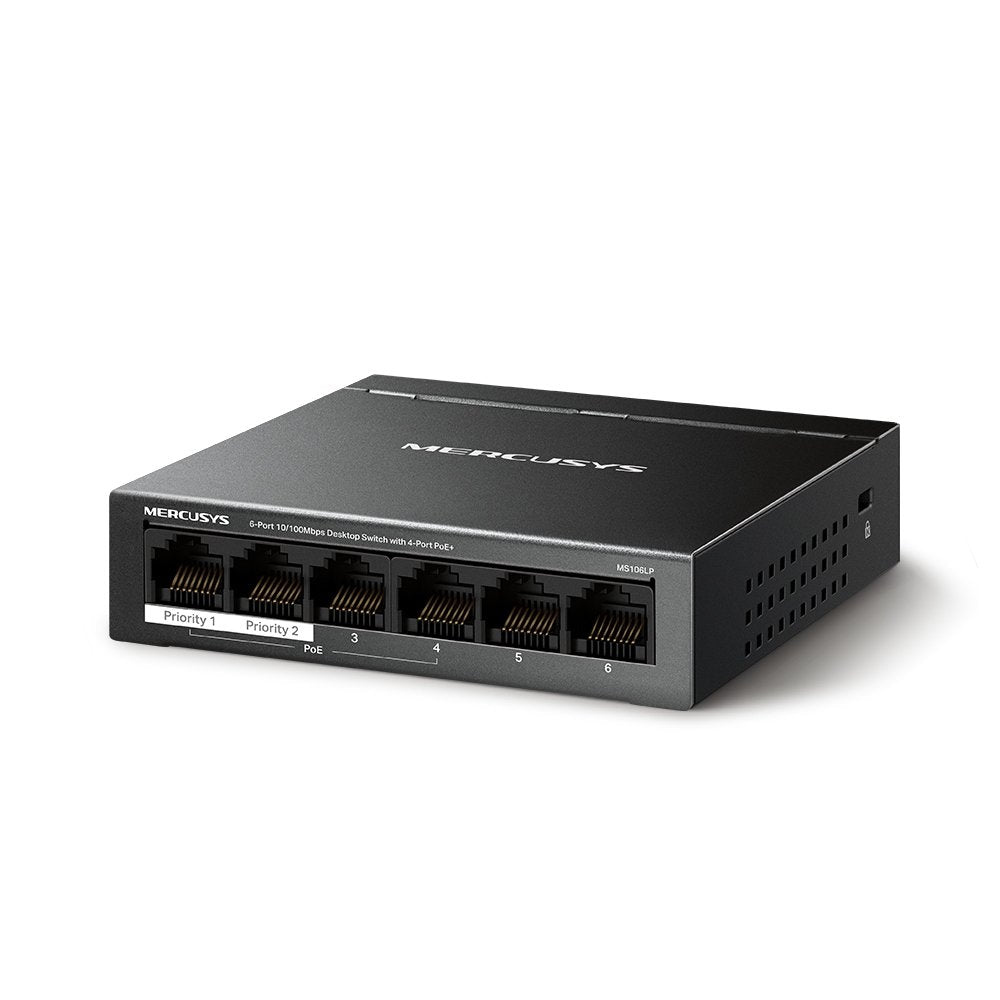 EAN 6957939001148 - Mercusys MS106LP switch Gestionado Fast Ethernet (10/100) Energía sobre Ethernet (PoE) Negro imagen 2